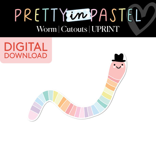 Printable Pastel Worm Bulletin Board Cutout | Pretty in Pastel