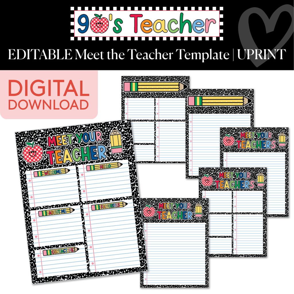 Printable Retro Meet The Teacher Template | 90s Teacher