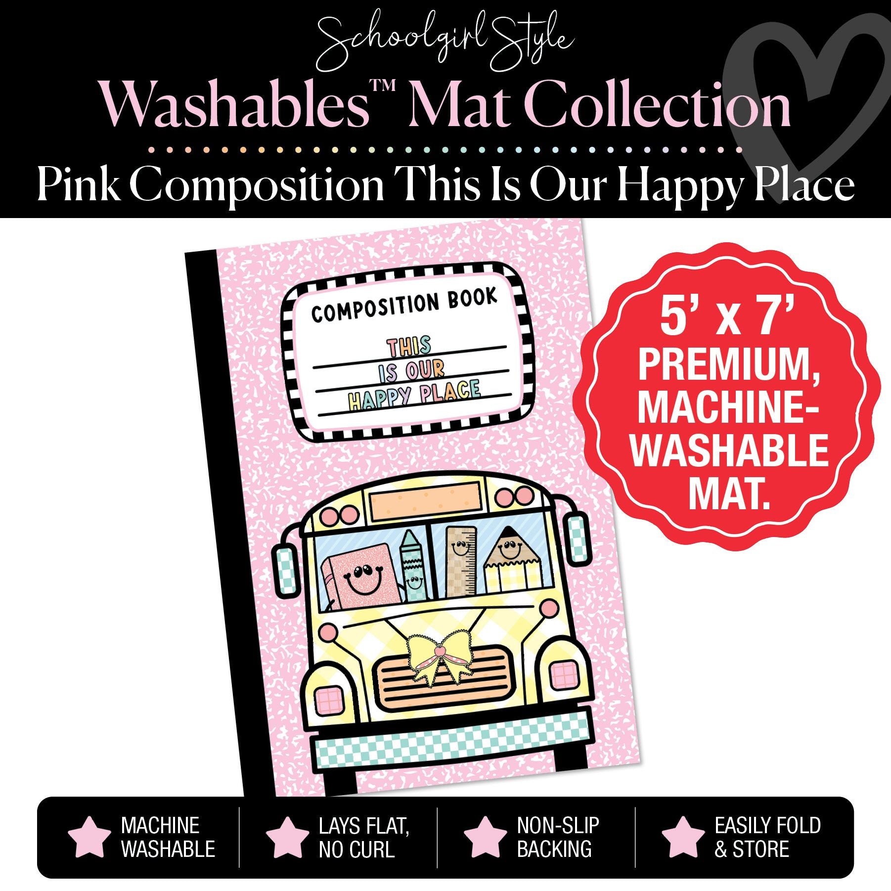 Pink Composition This Is Our Happy Place Classroom Mat by Schoolgirl Style