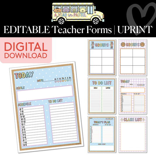 Printable Editable Teacher Forms | A Year In Pastel