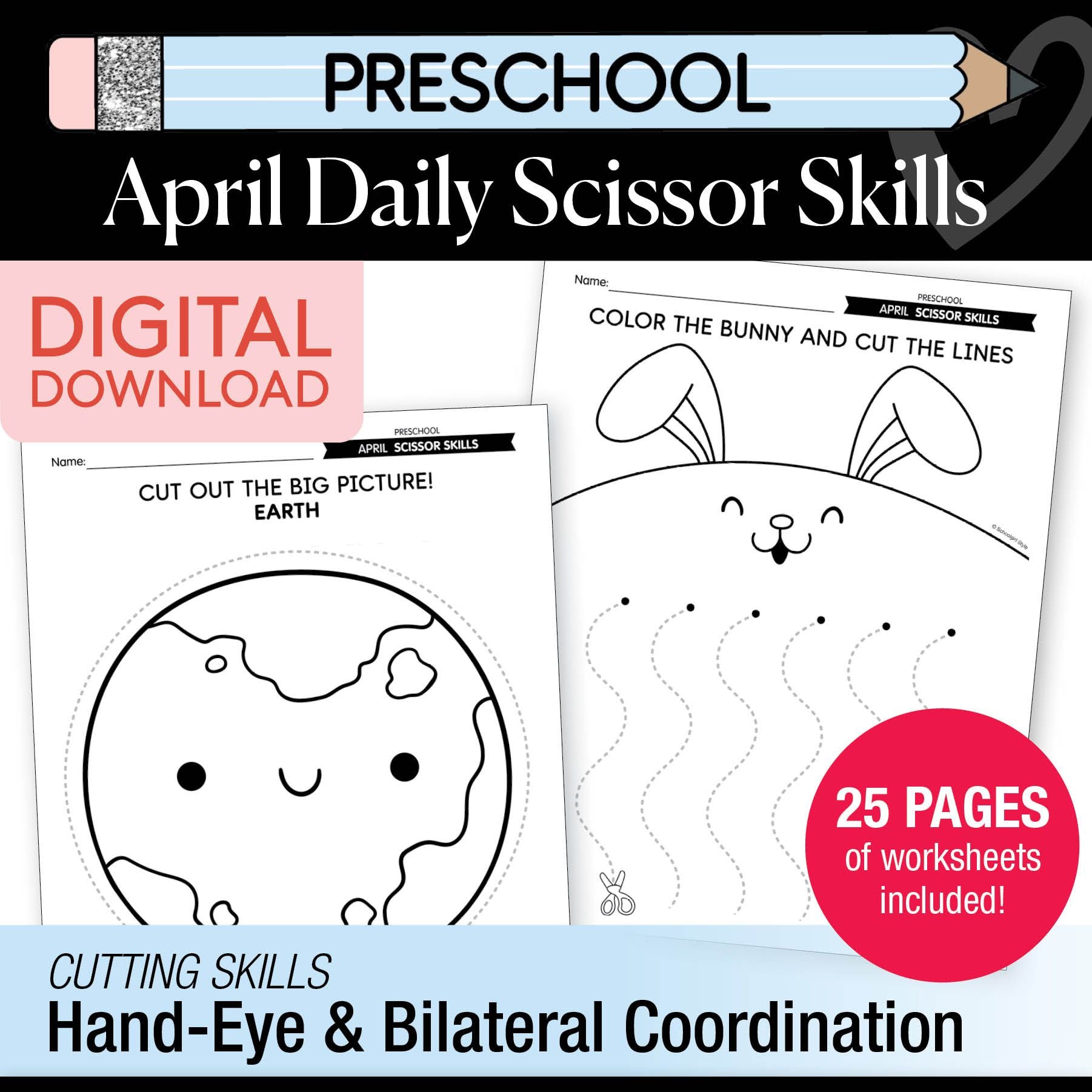 Printable Preschool April Daily Scissor Skills