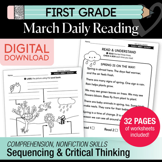 Printable First Grade March Daily Reading