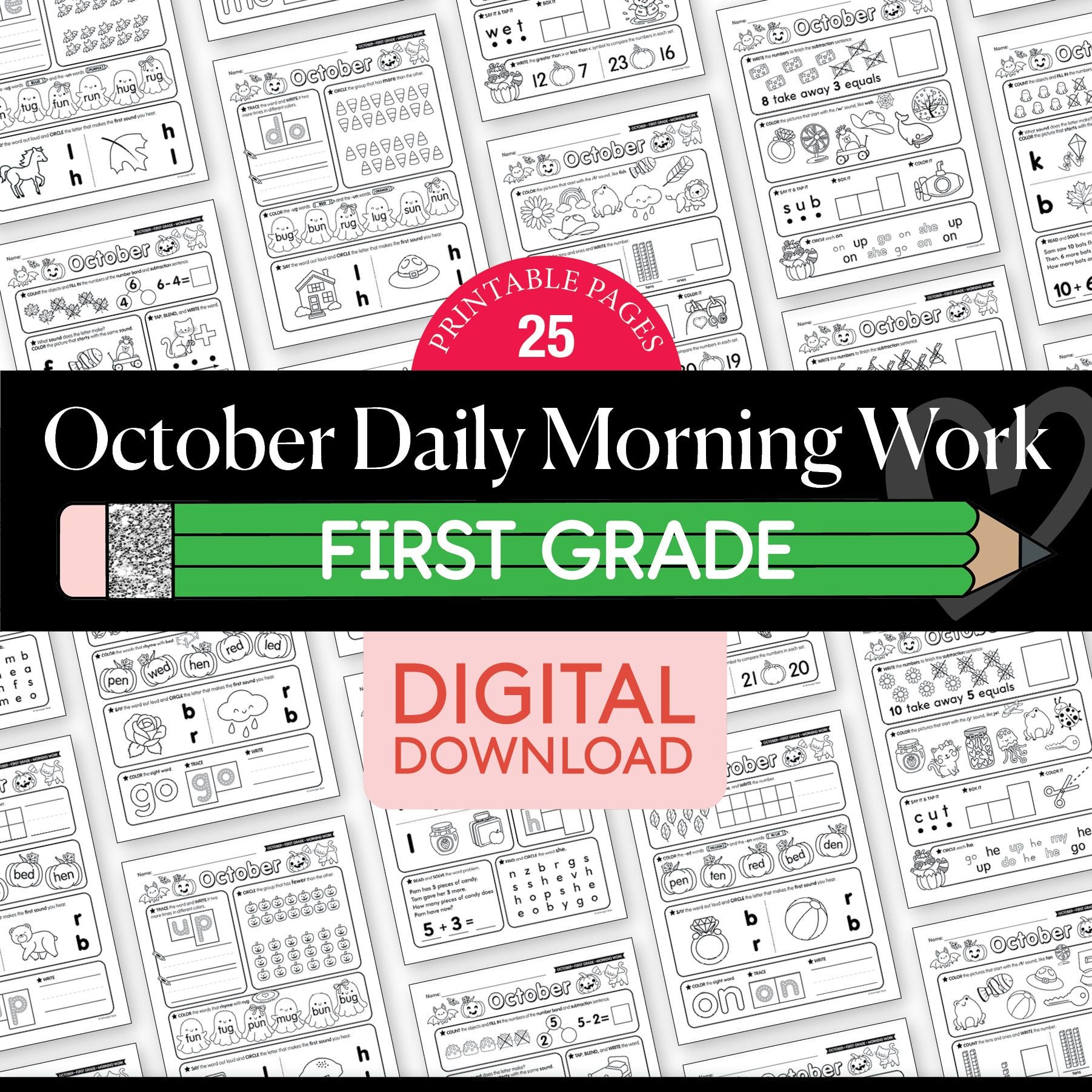 Printable First Grade October Daily Morning Work