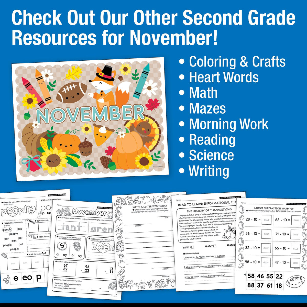 Printable Second Grade November Daily Science of Reading