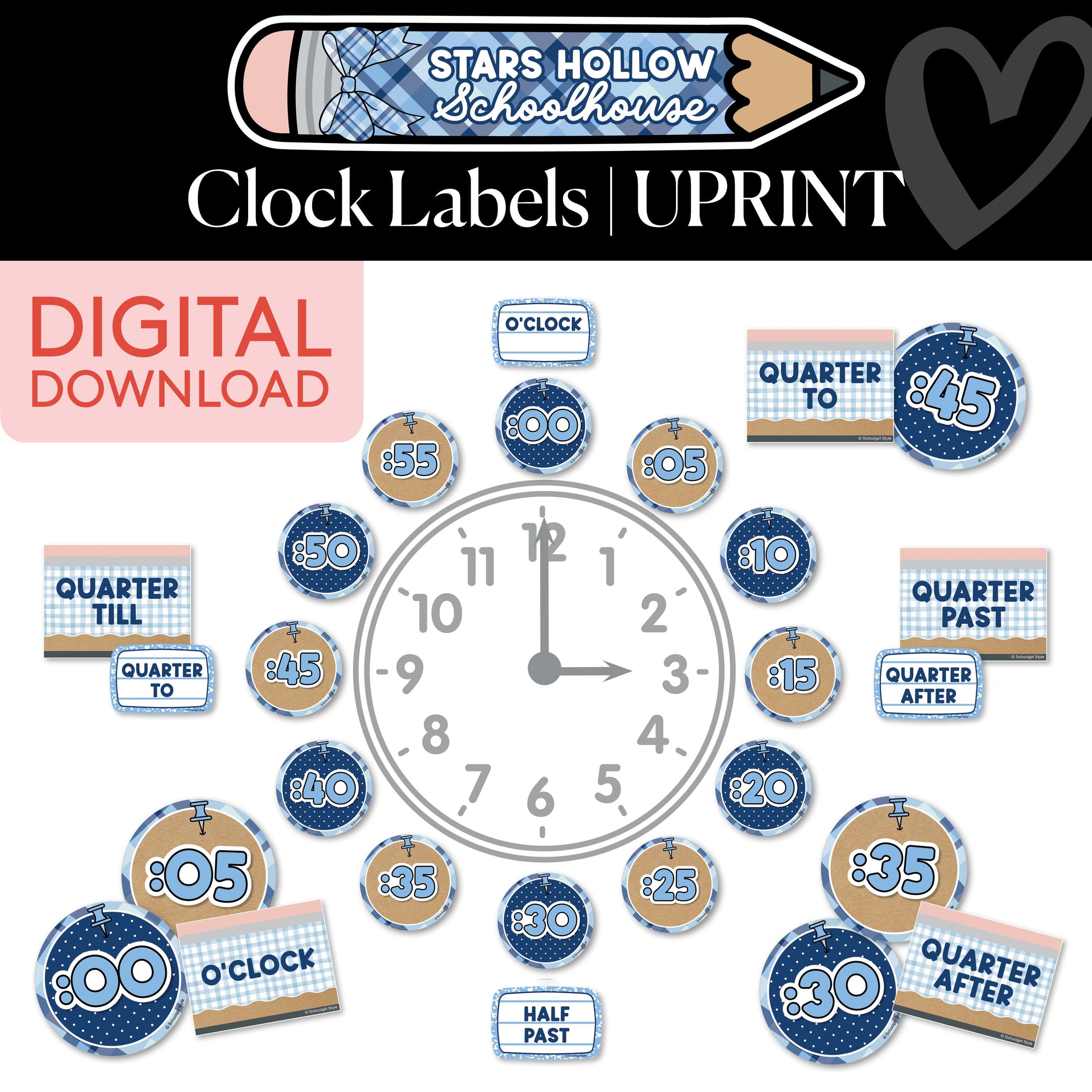 Printable Cozy Clock Labels | School in Stars Hollow
