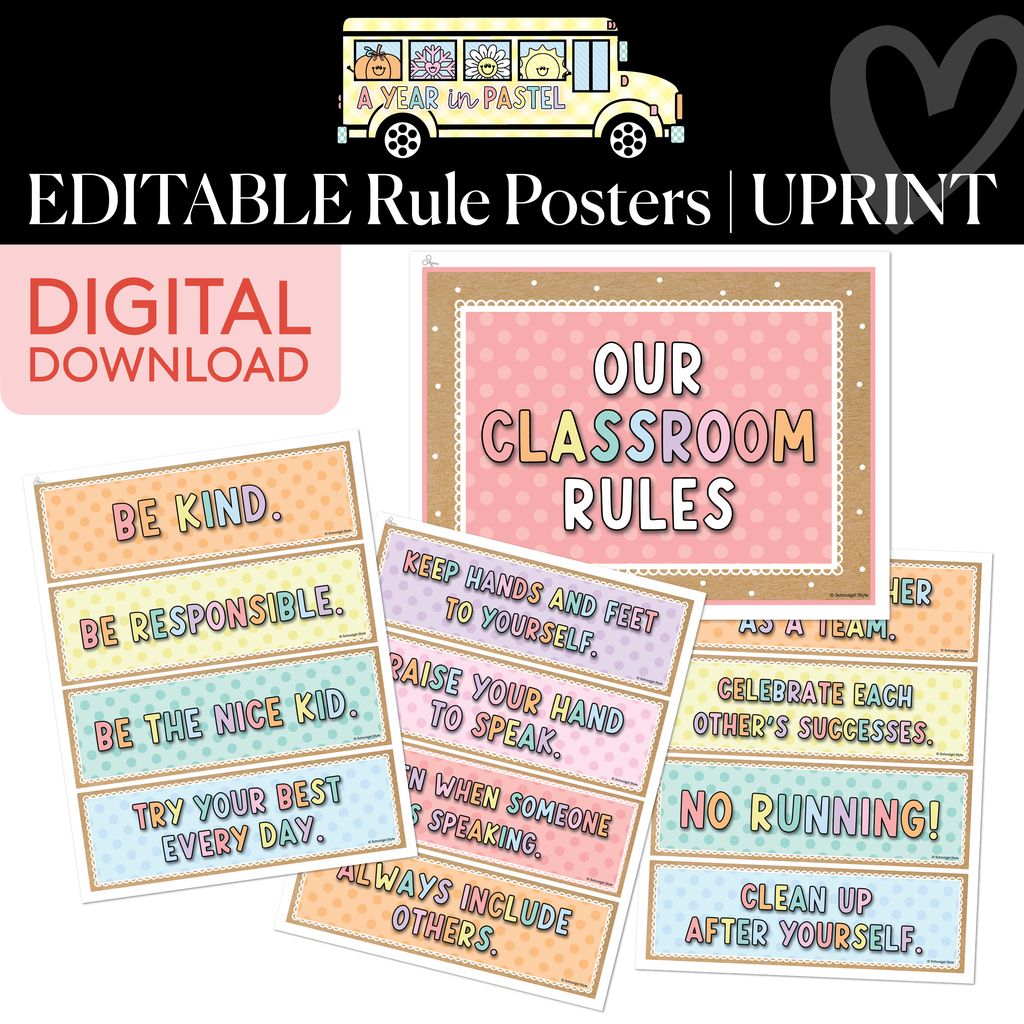Printable Editable Rule Posters | A Year In Pastel