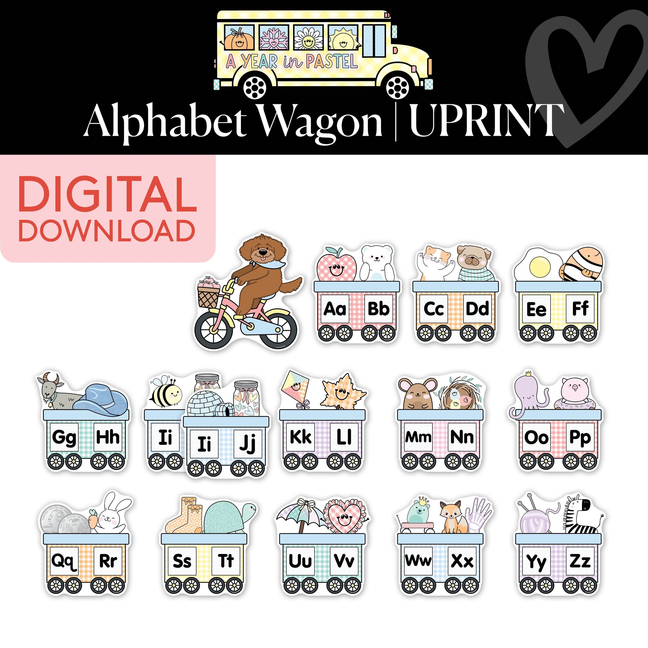 Printable Alphabet Wagon | A Year In Pastel
