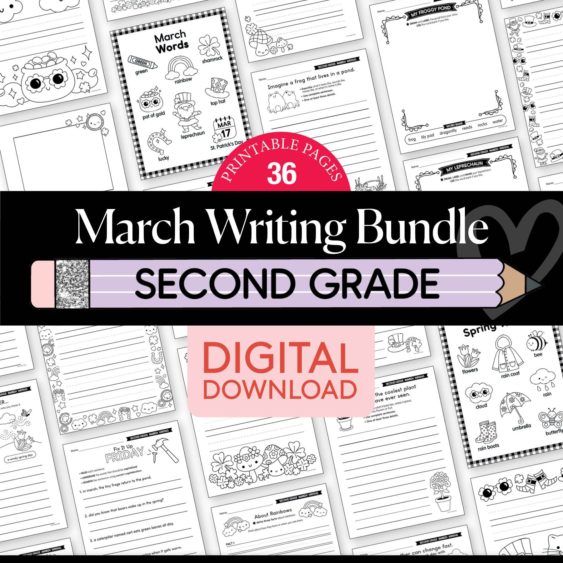 Printable Second Grade March Writing Bundle