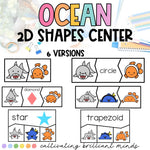 Ocean 2D Shape Match Math Center | Summer | Kindergarten, First Grade Center