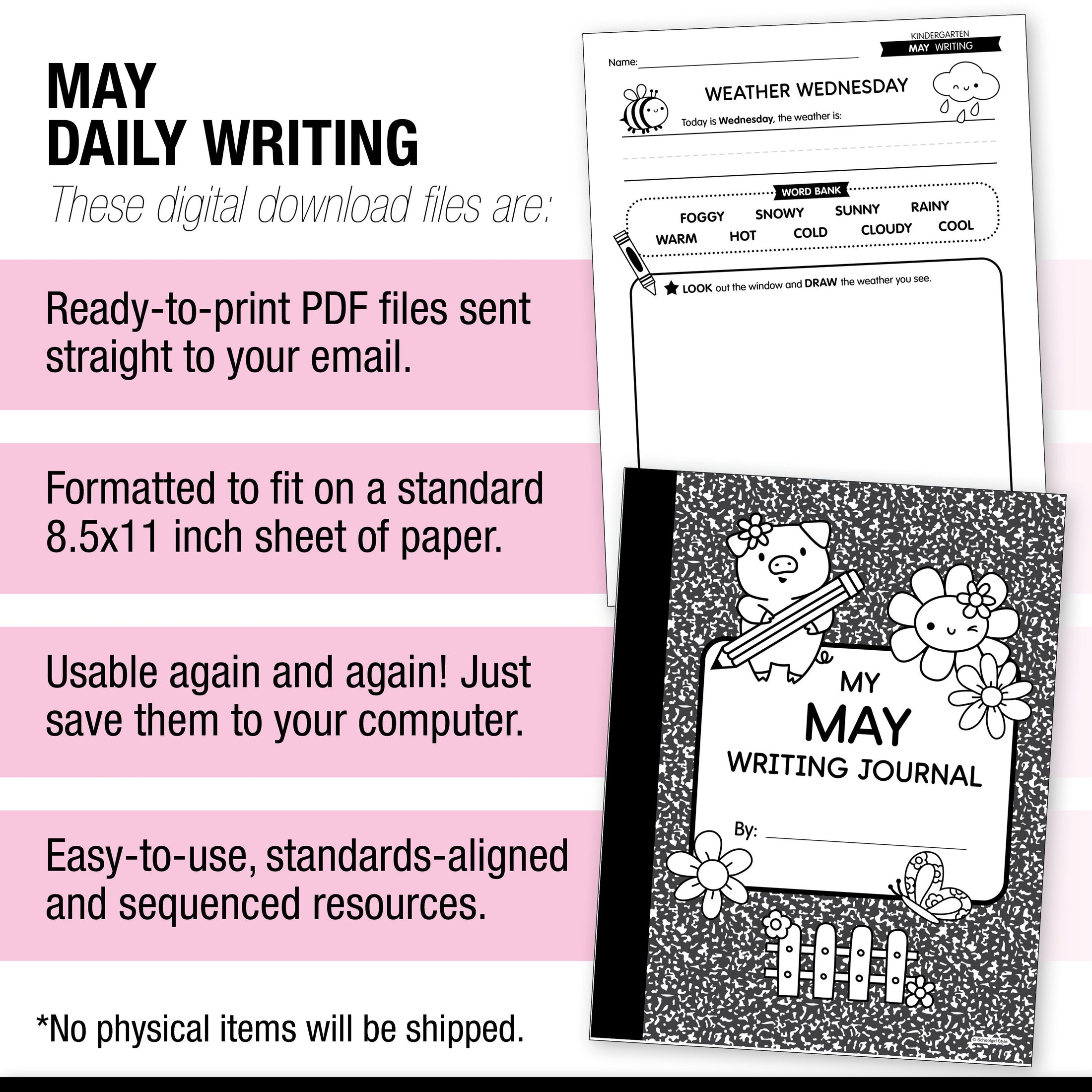 Printable Kindergarten May Daily Writing