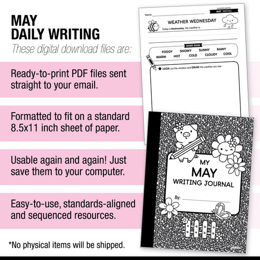 Printable Kindergarten May Daily Writing