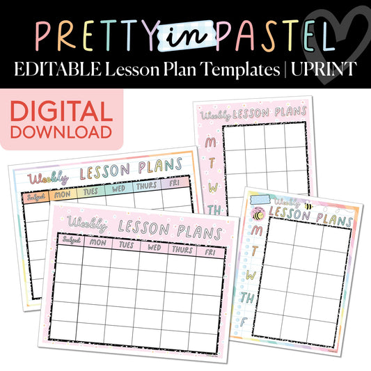 Printable Pastel Editable Lesson Plan Templates | Pretty in Pastel