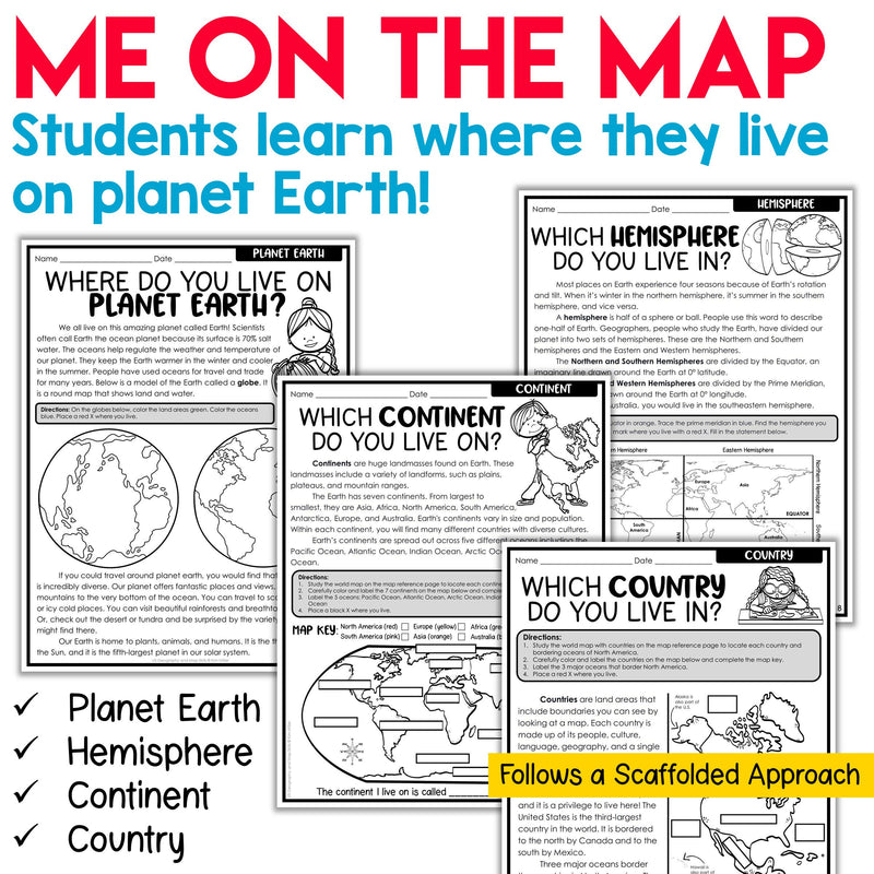 US Geography Map Skills | Maps and Globes, Continents, Oceans, Me on the Map