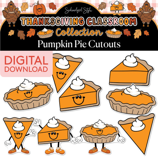 Printable Thanksgiving Pumpkin Pie Cutouts | 90s Teacher