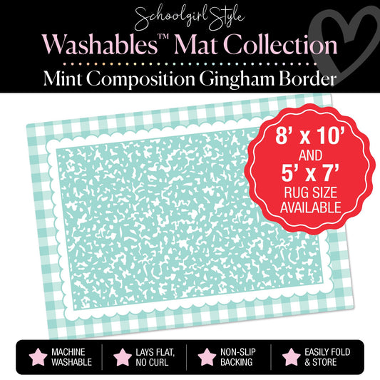 Mint Composition with Gingham Border Classroom Mat by Schoolgirl Style