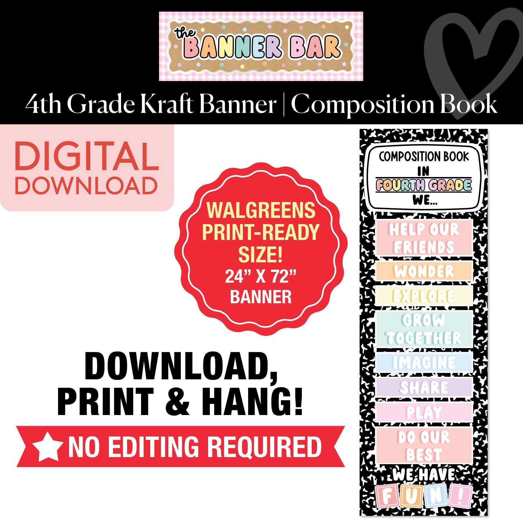 Fourth Grade Shapes Composition Notebook Walgreens Ready Kraft Style Vertical Banner