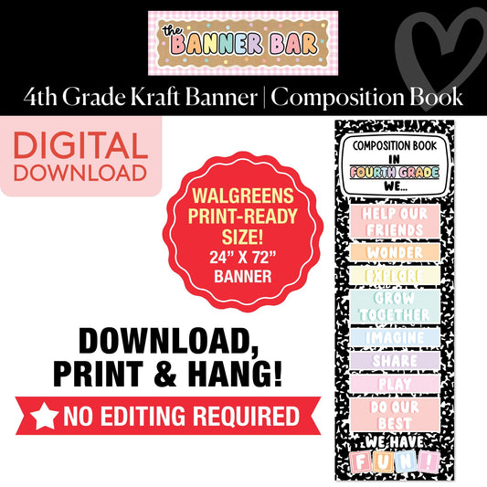 Fourth Grade Shapes Composition Notebook Walgreens Ready Kraft Style Vertical Banner