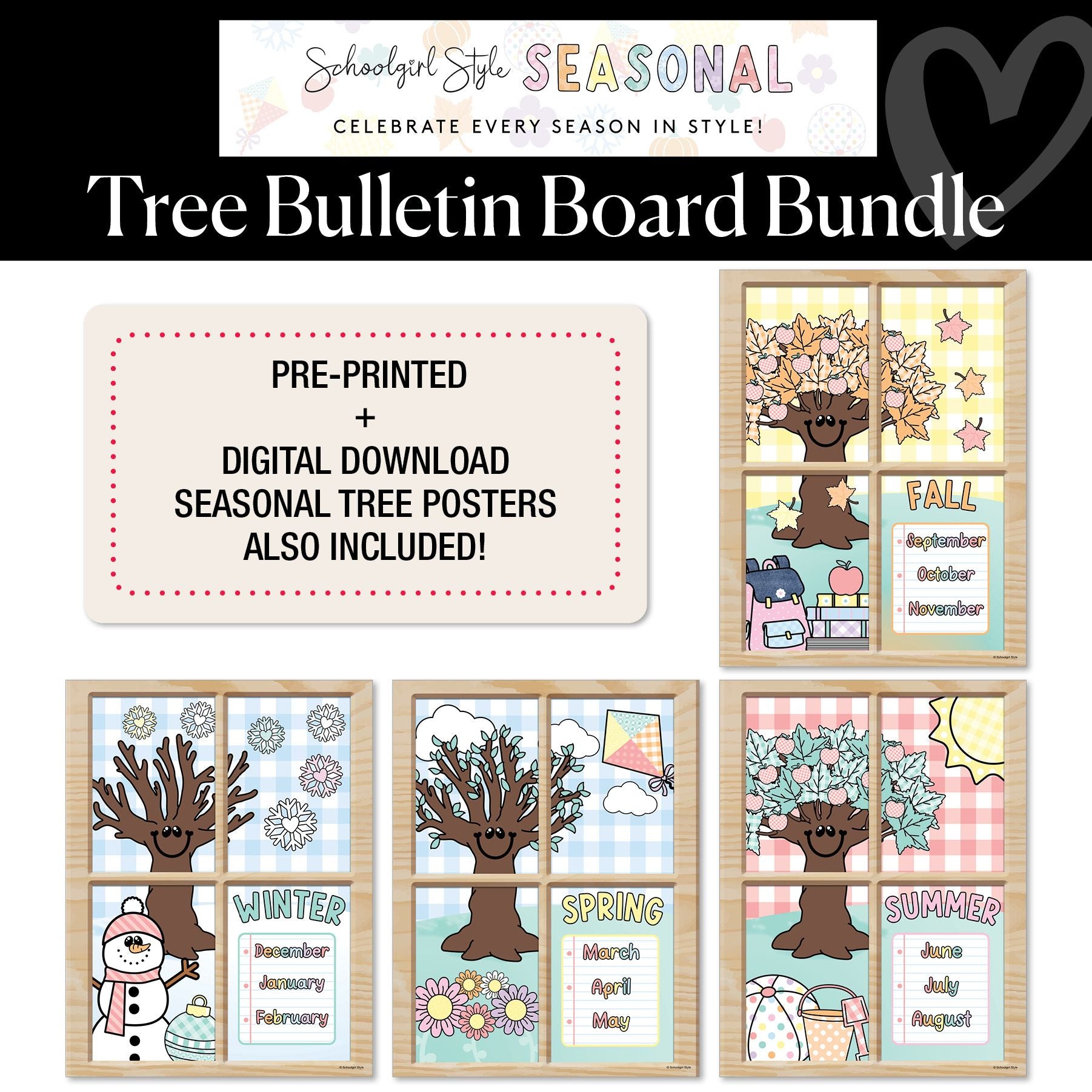 A Year In Pastel Tree Classroom Decor Bundle