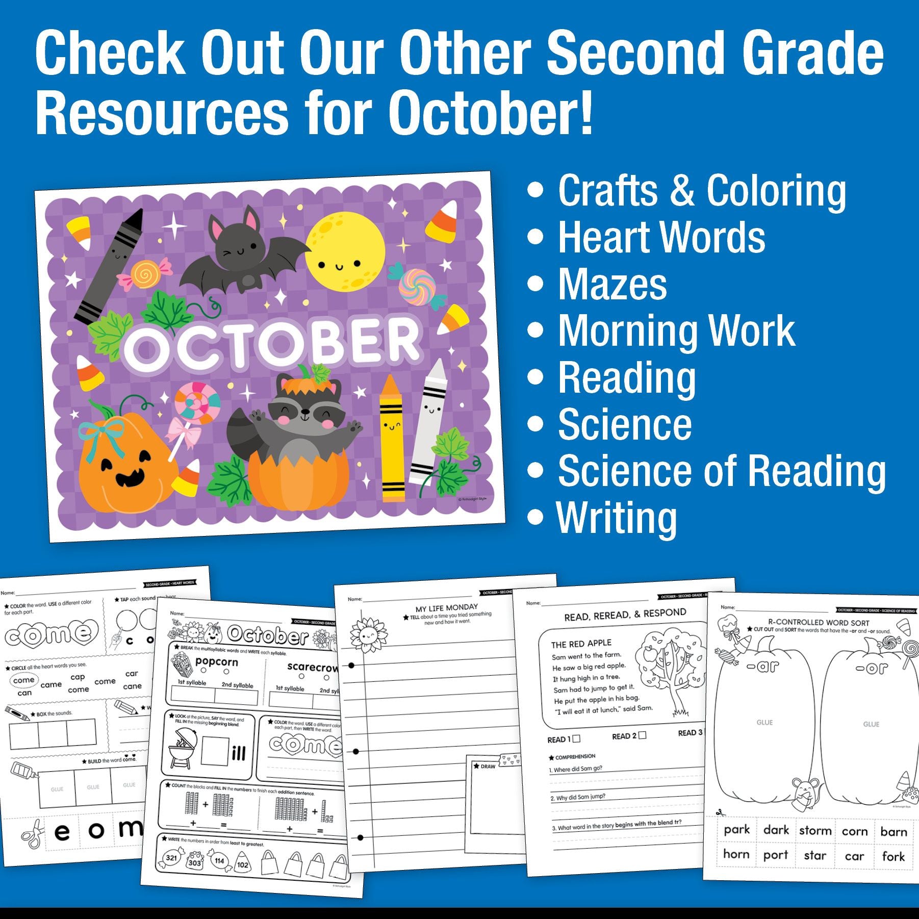 Printable Second Grade October Daily Math Worksheets