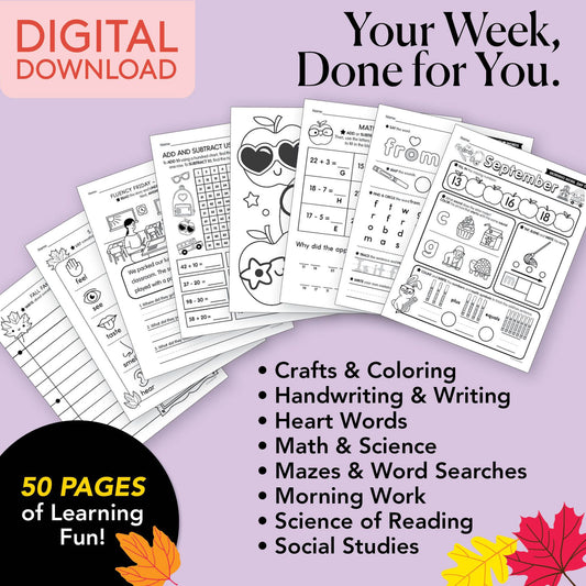 Printable Second Grade September Week 4 Resources