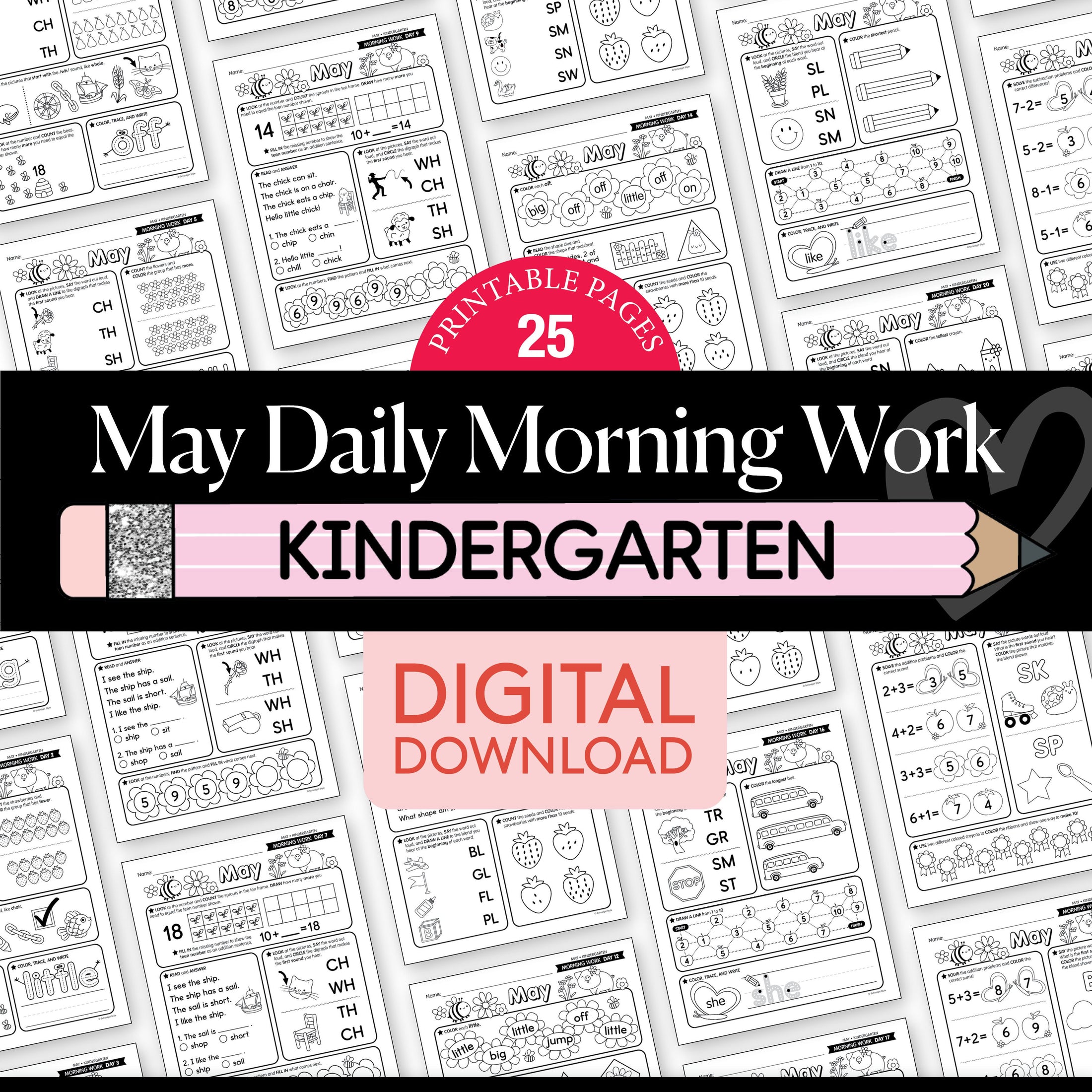Printable Kindergarten May Daily Morning Work