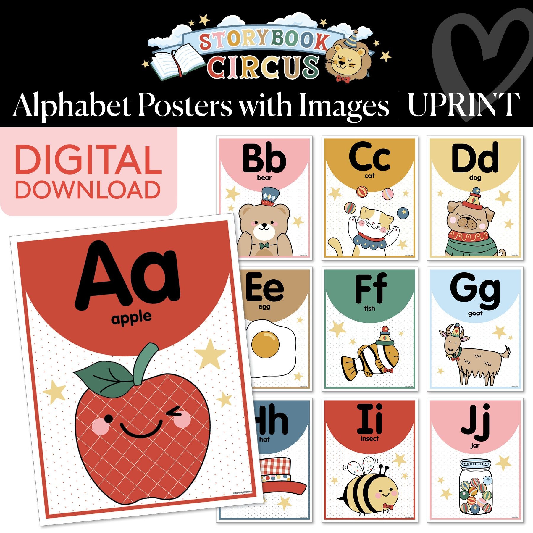 Printable Vintage Alphabet Posters with Images | Storybook Circus