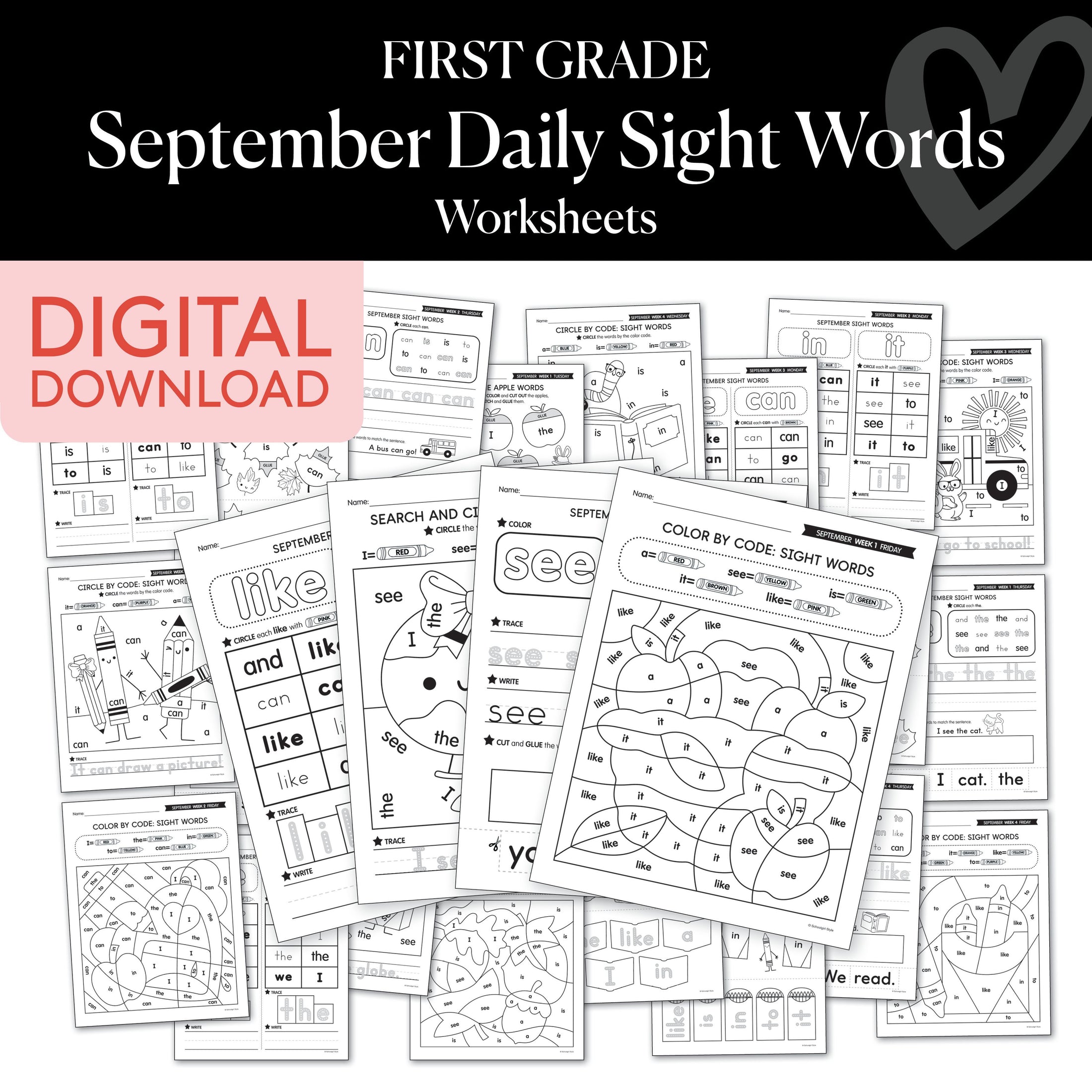 First Grade September Daily Sight Words