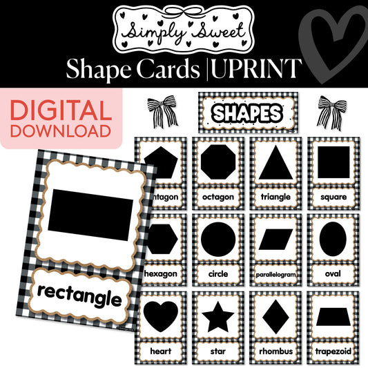 Printable Classic Black and White Shape Cards  | Simply Sweet