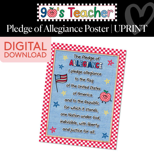 Printable Retro Pledge of Allegiance Poster | 90s Teacher