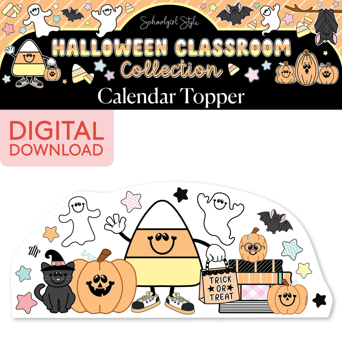 Printable Pastel Halloween Calendar Topper