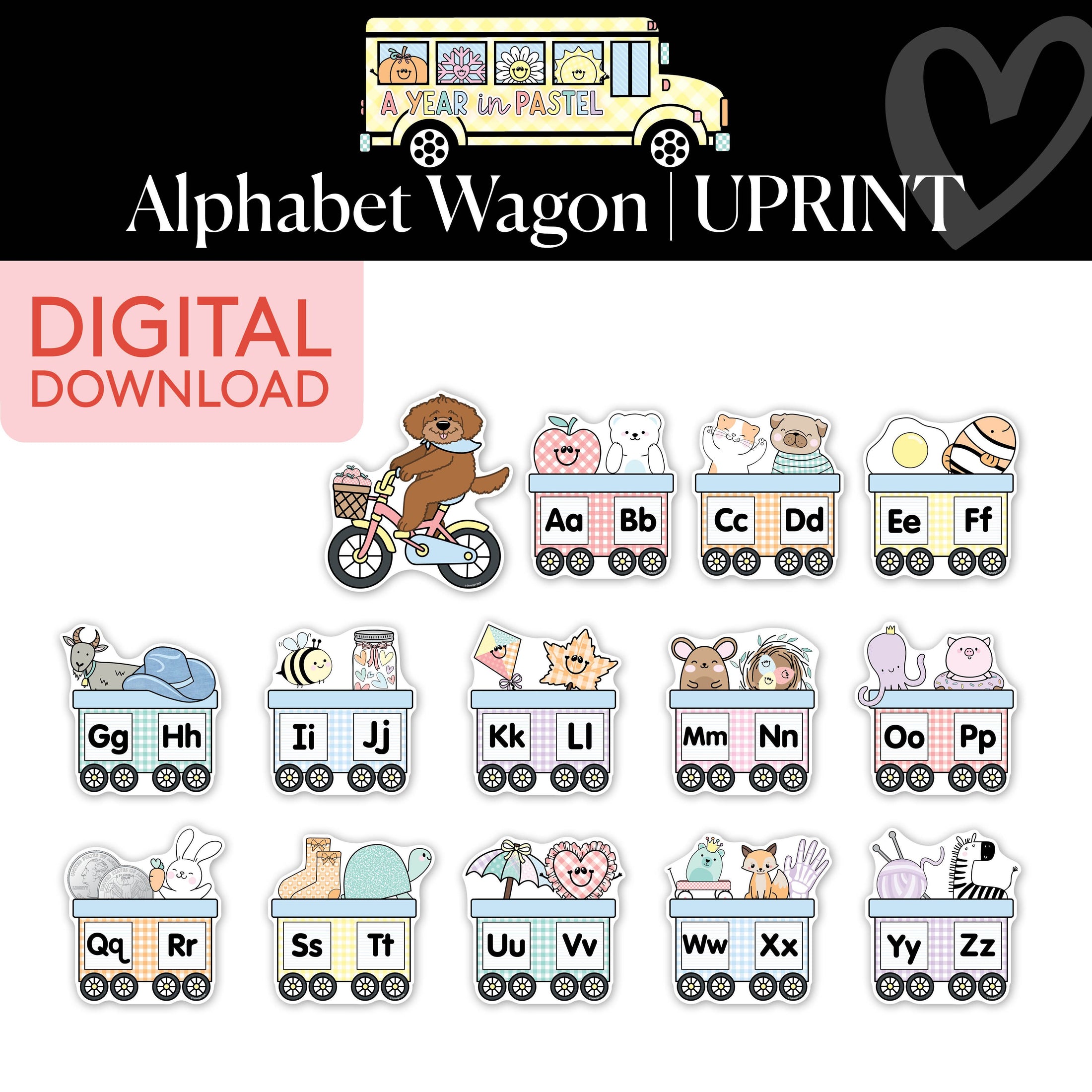 Printable Alphabet Wagon | A Year In Pastel