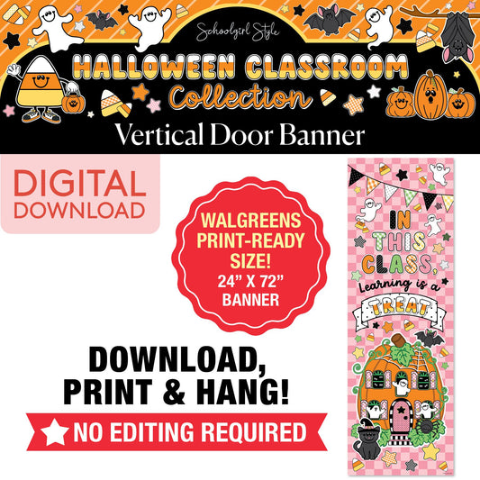 Printable Halloween Vertical Walgreens Ready Kraft Style Banner | 90s Teacher