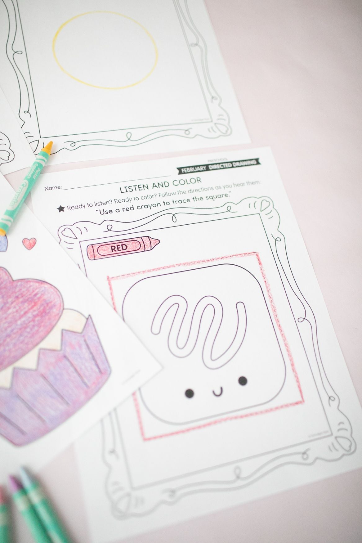 Printable Preschool February Directed Drawing Worksheets