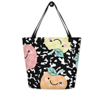 Composition notebook tote with checkered apples