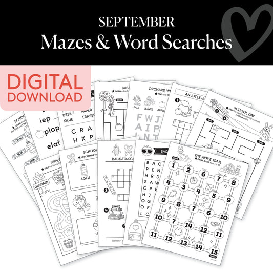 September Mazes and Word Searches