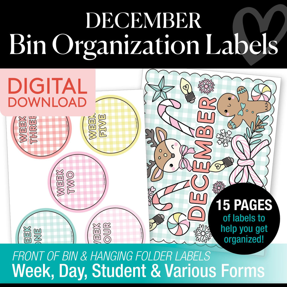 Printable December Bin Organization Labels