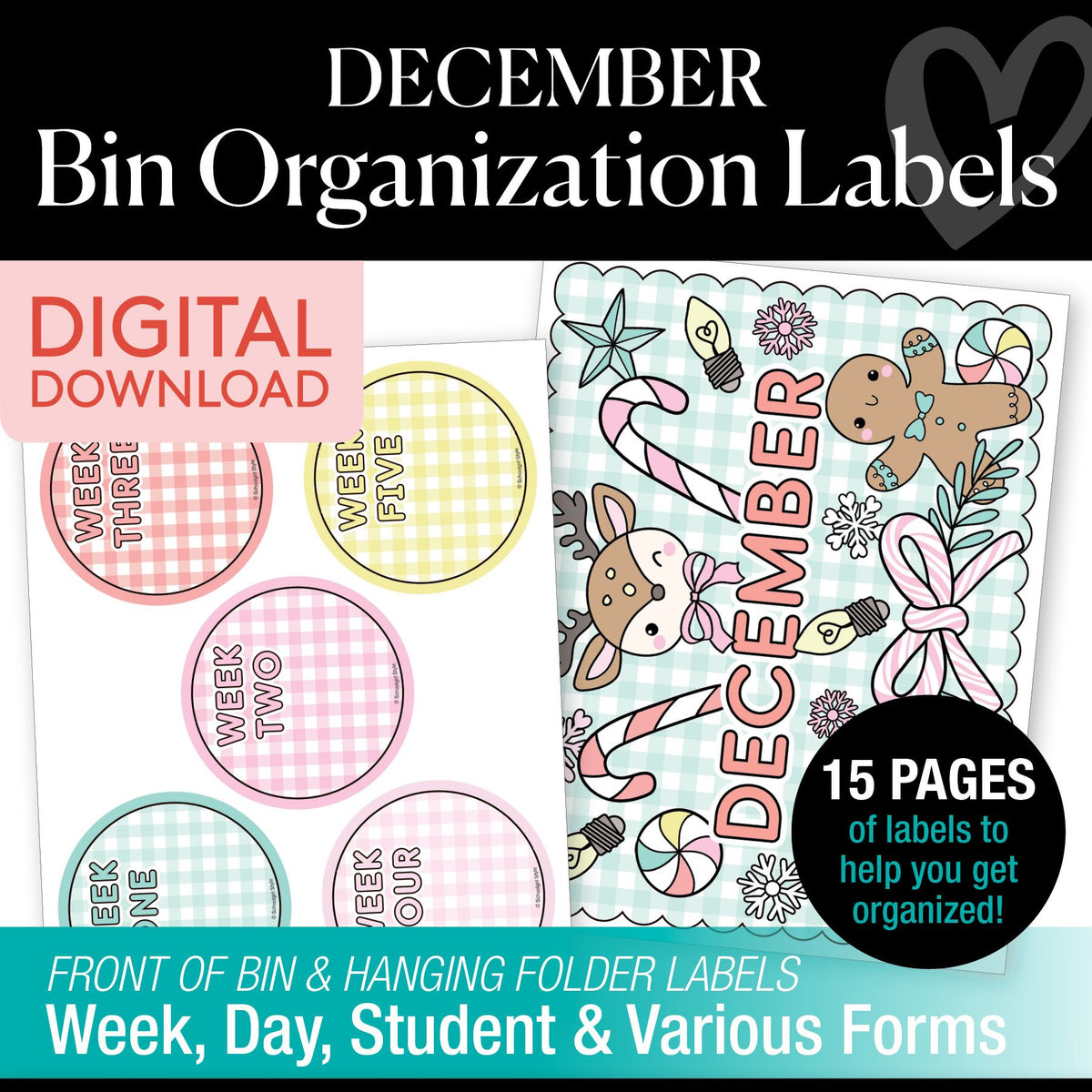 Printable December Bin Organization Labels
