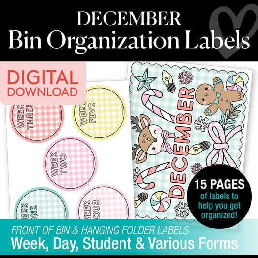 Printable December Bin Organization Labels