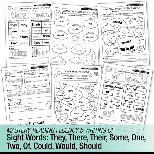Printable First Grade March Daily Sight Words