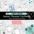 Load image into Gallery viewer, Printable First Grade January Thematic Unit Bundle
