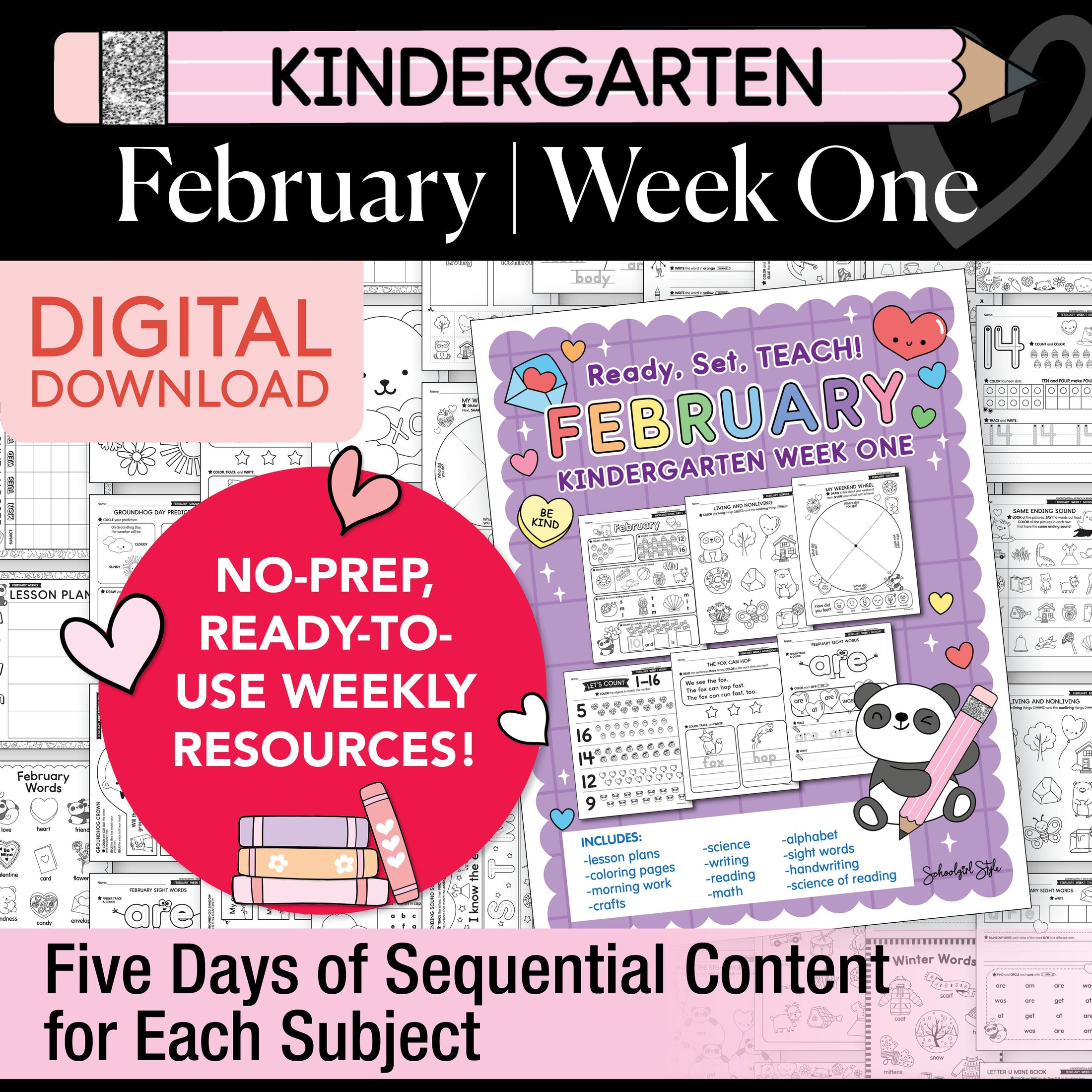 Printable Kindergarten February Week 1 Resources