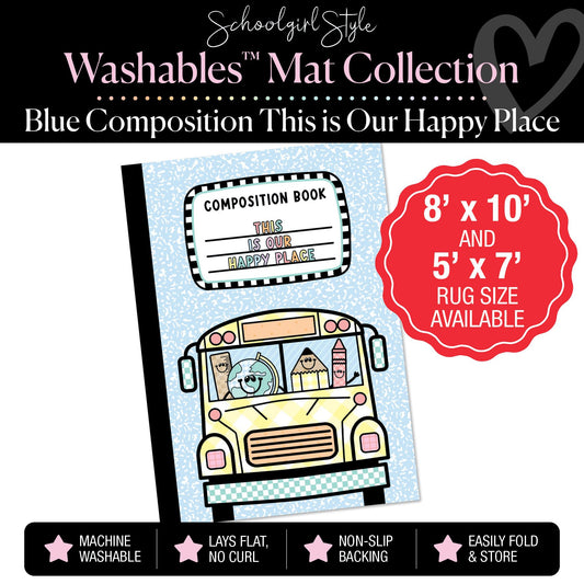 Blue Composition This Is Our Happy Place Classroom Mat by Schoolgirl Style