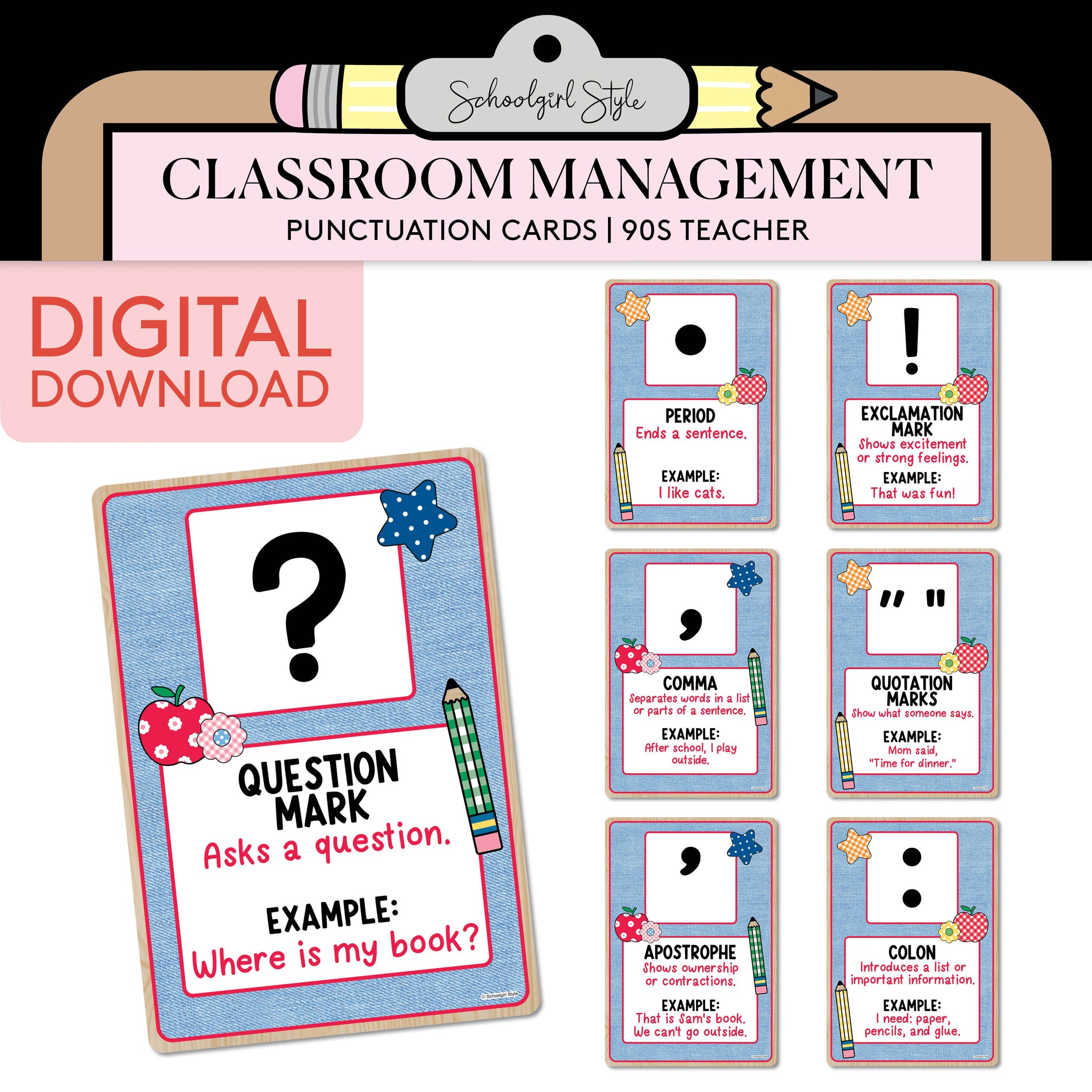 Printable Punctuation Cards | 90s Teacher