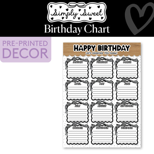 Classic Black and White Birthday Chart | Simply Sweet