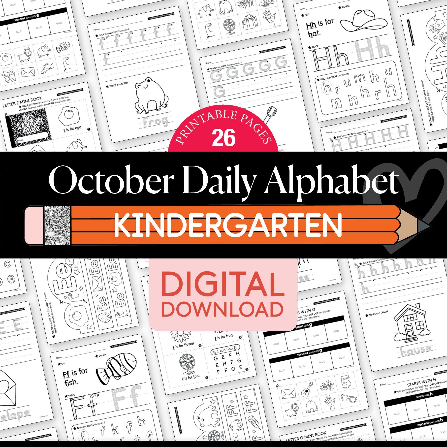 Printable Kindergarten October Daily Alphabet