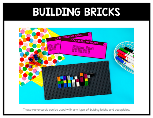 Editable Name Practice Fine Motor Name Activities Building Bricks Name Mats Lego for Preschool & Kindergarten