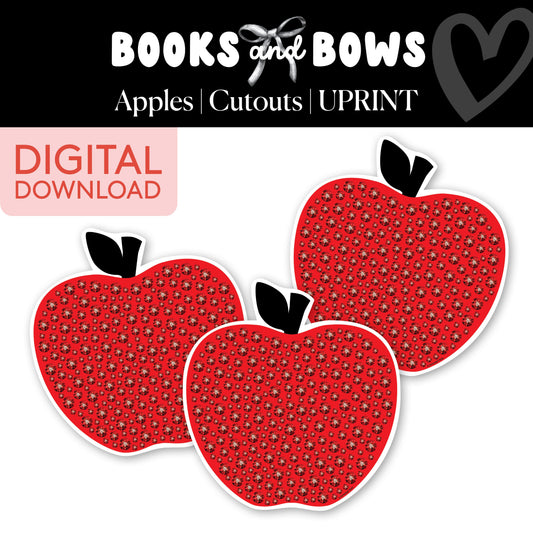 Printable Black and White Apple Bulletin Board Cutouts | Books and Bows