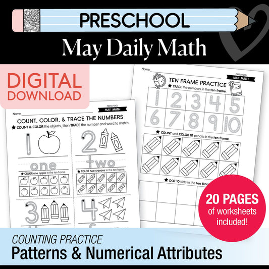 Printable Preschool May Daily Math