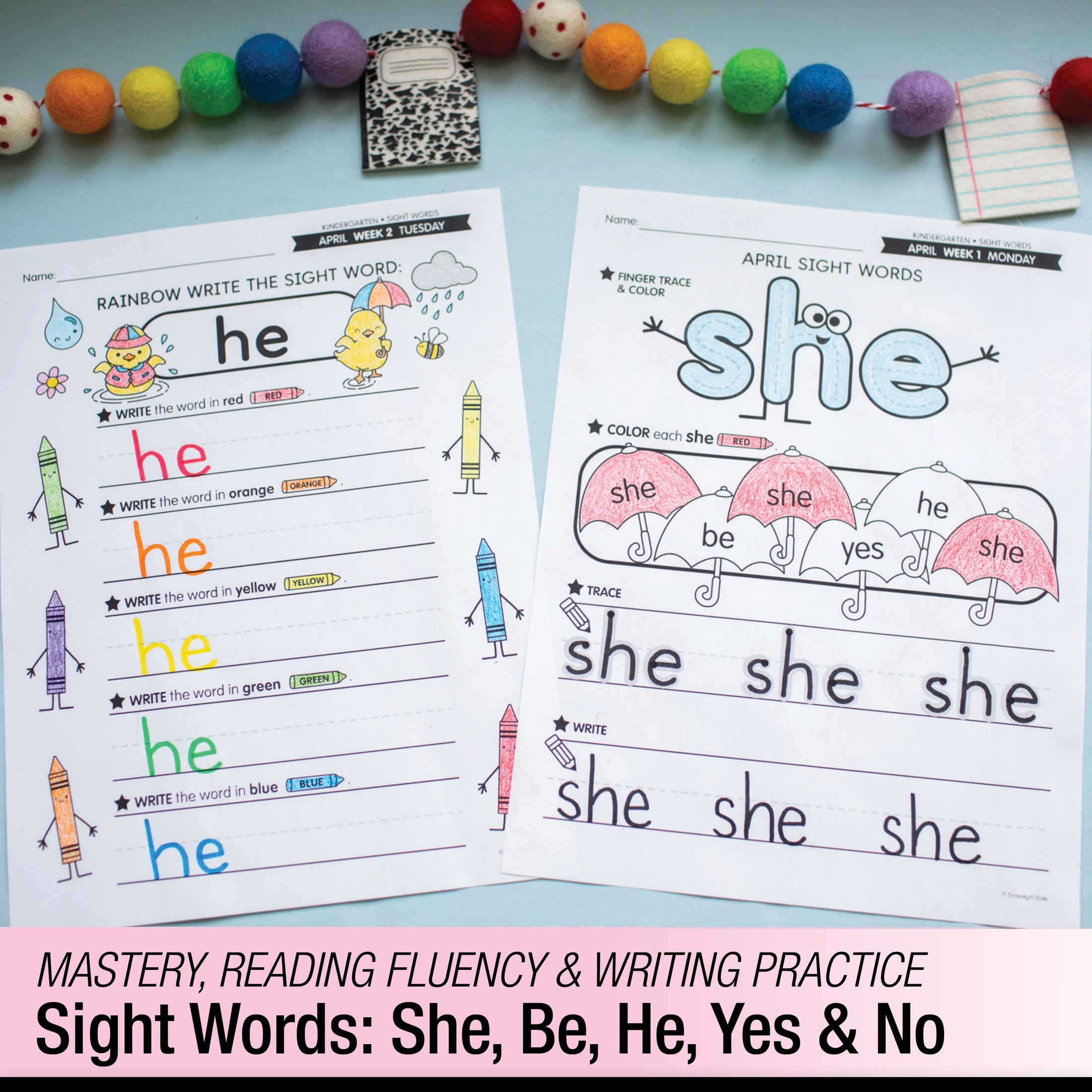 Printable Kindergarten April Daily Sight Words