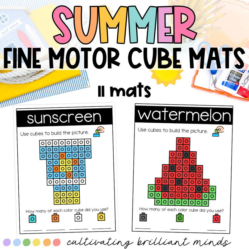 End of the Year Snap Cube Mats | Fine Motor Skills | Summer Activities
